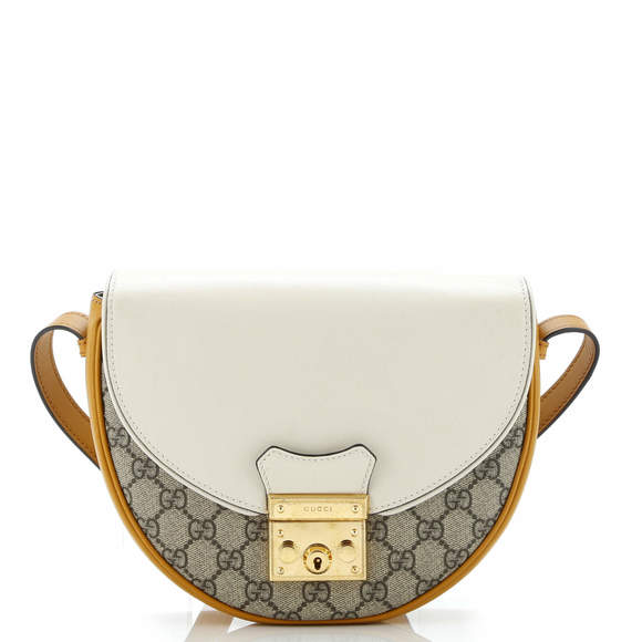 Gucci Small Padlock Saddle Shoulder Bag GG Coated Canvas and Leather - Picture 1 of 6